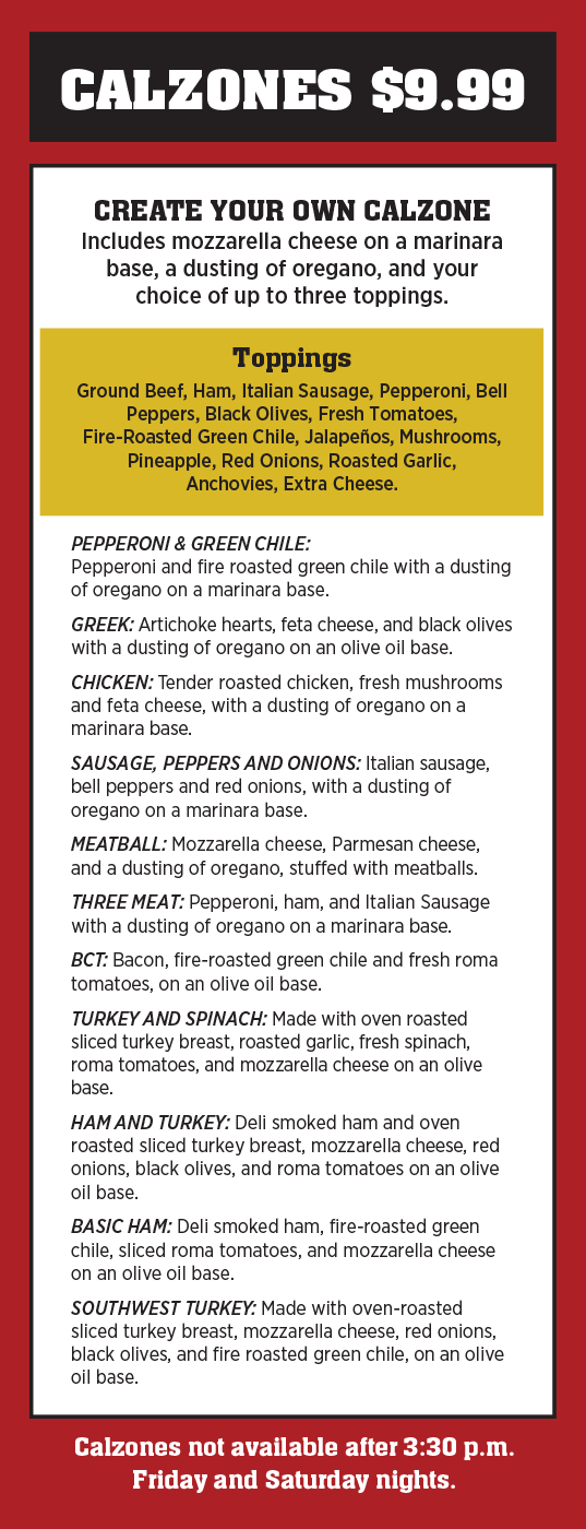 The Pizza Barn, Edgewood, NM Pizza Barn Menu